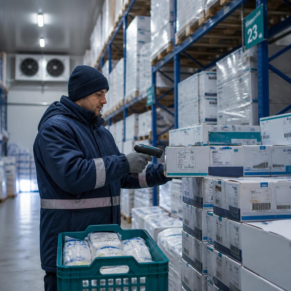 Picking en bodega refrigerada con escaneo por código de barras