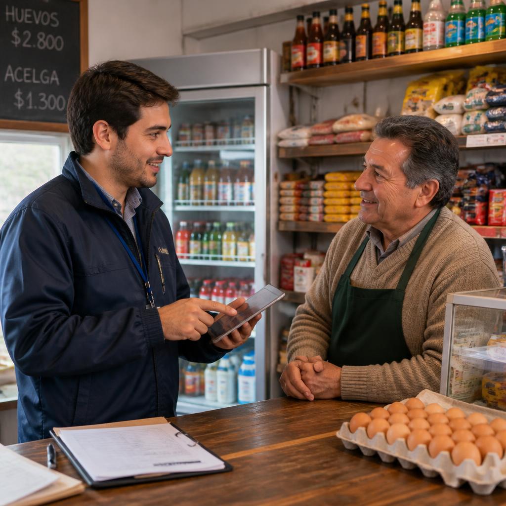 Vendedor Alinova ejecutando trade marketing en punto de venta tradicional